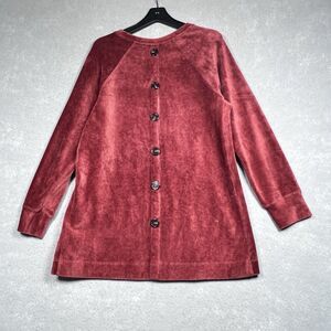 Soft Surroundings Sweater M Orange Caroline Pullover Tunic Corduroy Henna Button